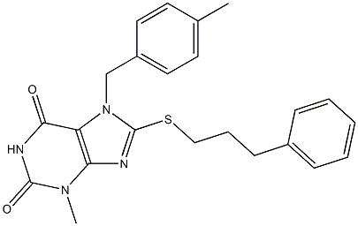 3-methyl-7-(4-methylbenzyl)-8-[(3-phenylpropyl)sulfanyl]-3,7-dihydro-1H-purine-2,6-dione 结构式