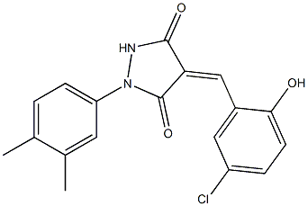 4-(5-chloro-2-hydroxybenzylidene)-1-(3,4-dimethylphenyl)-3,5-pyrazolidinedione 结构式