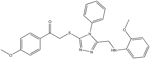 2-({5-[(2-methoxyanilino)methyl]-4-phenyl-4H-1,2,4-triazol-3-yl}sulfanyl)-1-(4-methoxyphenyl)ethanone 结构式