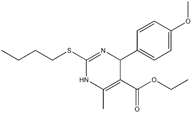 ethyl 2-(butylsulfanyl)-4-(4-methoxyphenyl)-6-methyl-1,4-dihydro-5-pyrimidinecarboxylate 结构式