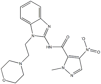 4-nitro-1-methyl-N-{1-[2-(4-morpholinyl)ethyl]-1H-benzimidazol-2-yl}-1H-pyrazole-5-carboxamide 结构式