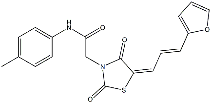 2-{5-[3-(2-furyl)-2-propenylidene]-2,4-dioxo-1,3-thiazolidin-3-yl}-N-(4-methylphenyl)acetamide 结构式