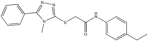 N-(4-ethylphenyl)-2-[(4-methyl-5-phenyl-4H-1,2,4-triazol-3-yl)sulfanyl]acetamide 结构式