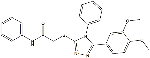 2-{[5-(3,4-dimethoxyphenyl)-4-phenyl-4H-1,2,4-triazol-3-yl]sulfanyl}-N-phenylacetamide 结构式