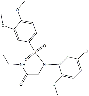 2-{5-chloro[(3,4-dimethoxyphenyl)sulfonyl]-2-methoxyanilino}-N-ethylacetamide 结构式