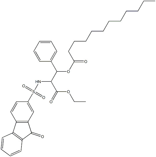 3-ethoxy-3-oxo-2-{[(9-oxo-9H-fluoren-2-yl)sulfonyl]amino}-1-phenylpropyl laurate 结构式