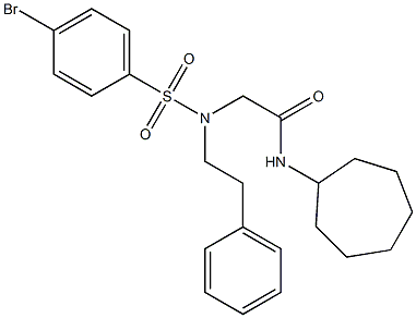 2-[[(4-bromophenyl)sulfonyl](2-phenylethyl)amino]-N-cycloheptylacetamide 结构式