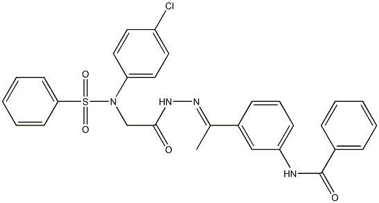 N-[3-(N-{[4-chloro(phenylsulfonyl)anilino]acetyl}ethanehydrazonoyl)phenyl]benzamide 结构式