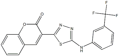 3-{5-[3-(trifluoromethyl)anilino]-1,3,4-thiadiazol-2-yl}-2H-chromen-2-one 结构式