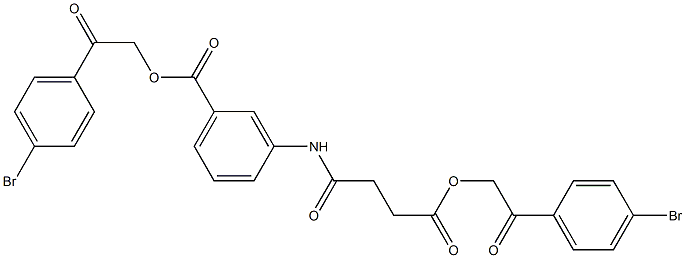 2-(4-bromophenyl)-2-oxoethyl 3-({4-[2-(4-bromophenyl)-2-oxoethoxy]-4-oxobutanoyl}amino)benzoate 结构式