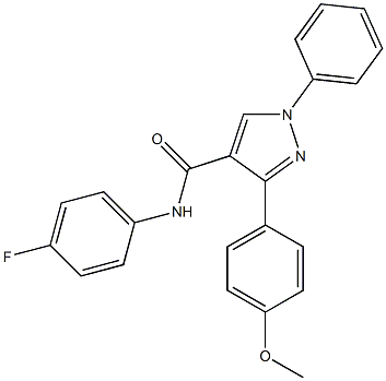 N-(4-fluorophenyl)-3-[4-(methyloxy)phenyl]-1-phenyl-1H-pyrazole-4-carboxamide 结构式