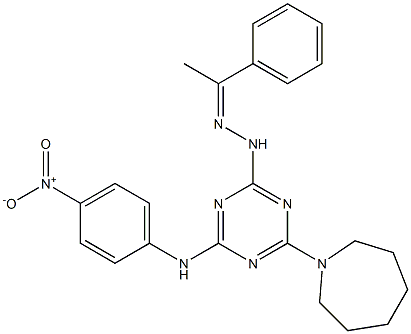 1-phenylethanone (4-(1-azepanyl)-6-{4-nitroanilino}-1,3,5-triazin-2-yl)hydrazone 结构式