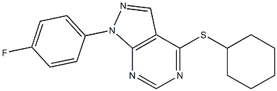 cyclohexyl 1-(4-fluorophenyl)-1H-pyrazolo[3,4-d]pyrimidin-4-yl sulfide 结构式