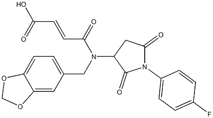 4-{(1,3-benzodioxol-5-ylmethyl)[1-(4-fluorophenyl)-2,5-dioxo-3-pyrrolidinyl]amino}-4-oxo-2-butenoic acid 结构式