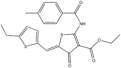 ethyl 5-[(5-ethyl-2-thienyl)methylene]-2-[(4-methylbenzoyl)amino]-4-oxo-4,5-dihydro-3-thiophenecarboxylate 结构式