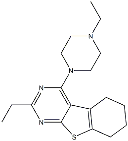 2-ethyl-4-(4-ethyl-1-piperazinyl)-5,6,7,8-tetrahydro[1]benzothieno[2,3-d]pyrimidine 结构式