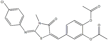 2-(acetyloxy)-4-({2-[(4-chlorophenyl)imino]-3-methyl-4-oxo-1,3-thiazolidin-5-ylidene}methyl)phenyl acetate 结构式