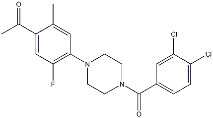 1-{4-[4-(3,4-dichlorobenzoyl)-1-piperazinyl]-5-fluoro-2-methylphenyl}ethanone 结构式