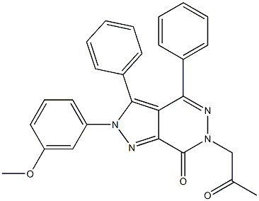 2-(3-methoxyphenyl)-6-(2-oxopropyl)-3,4-diphenyl-2,6-dihydro-7H-pyrazolo[3,4-d]pyridazin-7-one 结构式