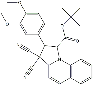 tert-butyl 3,3-dicyano-2-(3,4-dimethoxyphenyl)-1,2,3,3a-tetrahydropyrrolo[1,2-a]quinoline-1-carboxylate 结构式