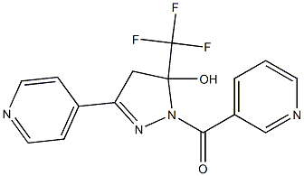 3-(4-pyridinyl)-1-(3-pyridinylcarbonyl)-5-(trifluoromethyl)-4,5-dihydro-1H-pyrazol-5-ol 结构式