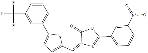 2-{3-nitrophenyl}-4-({5-[3-(trifluoromethyl)phenyl]-2-furyl}methylene)-1,3-oxazol-5(4H)-one 结构式