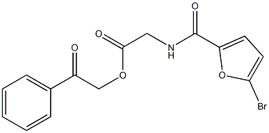 2-oxo-2-phenylethyl [(5-bromo-2-furoyl)amino]acetate 结构式