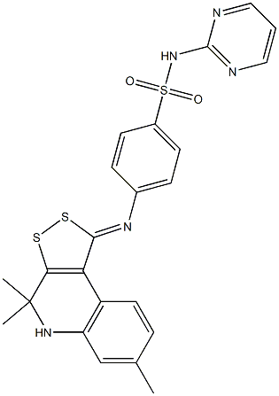 N-(2-pyrimidinyl)-4-[(4,4,7-trimethyl-4,5-dihydro-1H-[1,2]dithiolo[3,4-c]quinolin-1-ylidene)amino]benzenesulfonamide 结构式