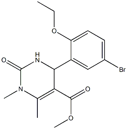 methyl 4-(5-bromo-2-ethoxyphenyl)-1,6-dimethyl-2-oxo-1,2,3,4-tetrahydropyrimidine-5-carboxylate 结构式