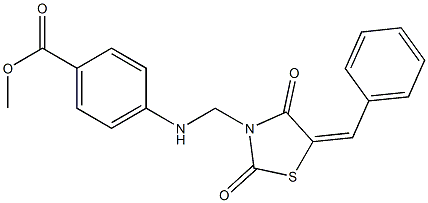 methyl 4-{[(5-benzylidene-2,4-dioxo-1,3-thiazolidin-3-yl)methyl]amino}benzoate 结构式