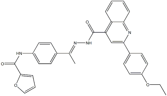 N-[4-(N-{[2-(4-ethoxyphenyl)-4-quinolinyl]carbonyl}ethanehydrazonoyl)phenyl]-2-furamide 结构式