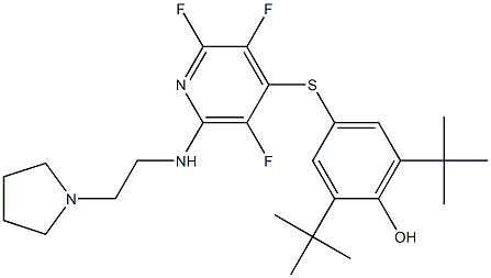 2,6-ditert-butyl-4-[(2,3,5-trifluoro-6-{[2-(1-pyrrolidinyl)ethyl]amino}-4-pyridinyl)sulfanyl]phenol 结构式