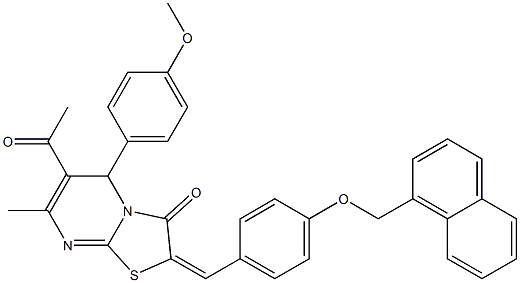 6-acetyl-5-(4-methoxyphenyl)-7-methyl-2-[4-(1-naphthylmethoxy)benzylidene]-5H-[1,3]thiazolo[3,2-a]pyrimidin-3(2H)-one 结构式