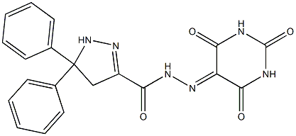 5,5-diphenyl-N'-(2,4,6-trioxotetrahydro-5(2H)-pyrimidinylidene)-4,5-dihydro-1H-pyrazole-3-carbohydrazide 结构式