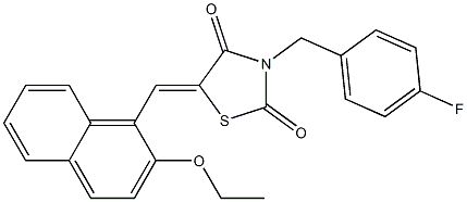 5-[(2-ethoxy-1-naphthyl)methylene]-3-(4-fluorobenzyl)-1,3-thiazolidine-2,4-dione 结构式