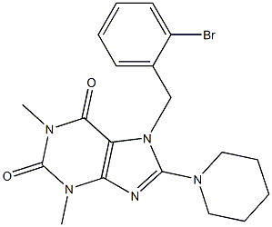 7-(2-bromobenzyl)-1,3-dimethyl-8-(1-piperidinyl)-3,7-dihydro-1H-purine-2,6-dione 结构式