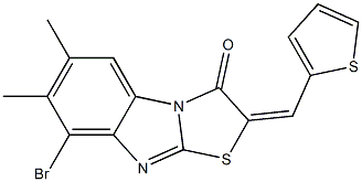 8-bromo-6,7-dimethyl-2-(2-thienylmethylene)[1,3]thiazolo[3,2-a]benzimidazol-3(2H)-one 结构式