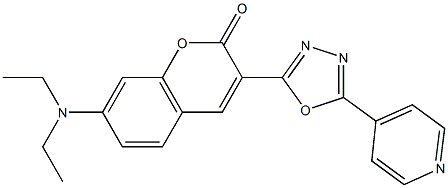 7-(diethylamino)-3-[5-(4-pyridinyl)-1,3,4-oxadiazol-2-yl]-2H-chromen-2-one 结构式
