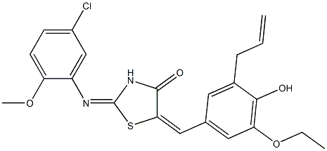 5-(3-allyl-5-ethoxy-4-hydroxybenzylidene)-2-[(5-chloro-2-methoxyphenyl)imino]-1,3-thiazolidin-4-one 结构式