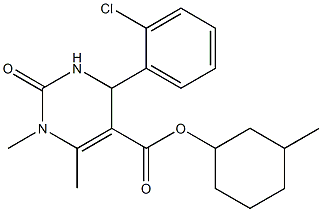 3-methylcyclohexyl 4-(2-chlorophenyl)-1,6-dimethyl-2-oxo-1,2,3,4-tetrahydropyrimidine-5-carboxylate 结构式