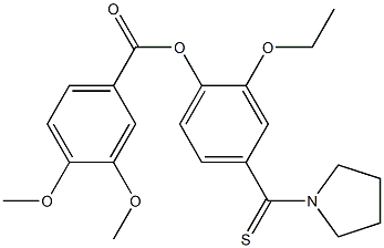 2-ethoxy-4-(1-pyrrolidinylcarbothioyl)phenyl 3,4-dimethoxybenzoate 结构式