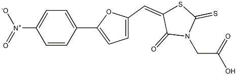 {5-[(5-{4-nitrophenyl}-2-furyl)methylene]-4-oxo-2-thioxo-1,3-thiazolidin-3-yl}acetic acid 结构式