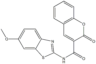 N-(6-methoxy-1,3-benzothiazol-2-yl)-2-oxo-2H-chromene-3-carboxamide 结构式