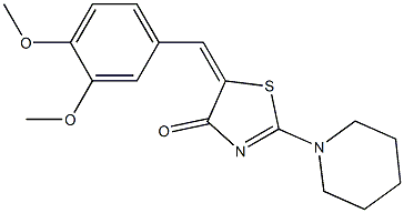 5-(3,4-dimethoxybenzylidene)-2-(1-piperidinyl)-1,3-thiazol-4(5H)-one 结构式