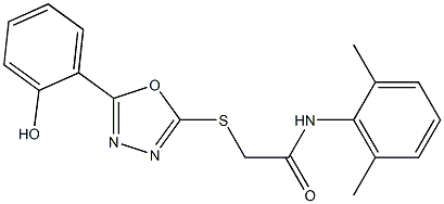 N-(2,6-dimethylphenyl)-2-{[5-(2-hydroxyphenyl)-1,3,4-oxadiazol-2-yl]sulfanyl}acetamide 结构式