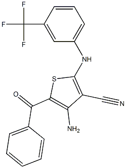 4-amino-5-benzoyl-2-[3-(trifluoromethyl)anilino]-3-thiophenecarbonitrile 结构式