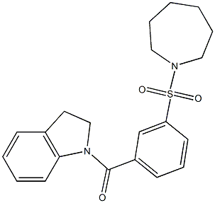 1-[3-(1-azepanylsulfonyl)benzoyl]indoline 结构式