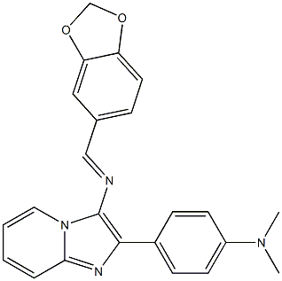 N-(1,3-benzodioxol-5-ylmethylene)-N-{2-[4-(dimethylamino)phenyl]imidazo[1,2-a]pyridin-3-yl}amine 结构式