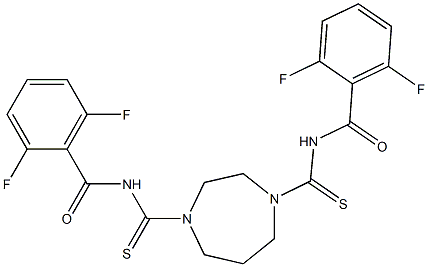 N-[(4-{[(2,6-difluorobenzoyl)amino]carbothioyl}-1,4-diazepan-1-yl)carbothioyl]-2,6-difluorobenzamide 结构式