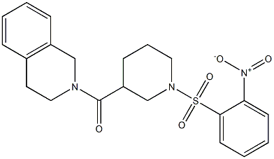 2-{[1-({2-nitrophenyl}sulfonyl)-3-piperidinyl]carbonyl}-1,2,3,4-tetrahydroisoquinoline 结构式